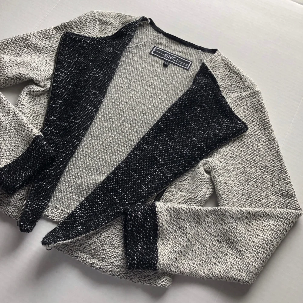 BNCI By Blanc Noir Asymmetrical Zip Sweater Coat Cardigan
